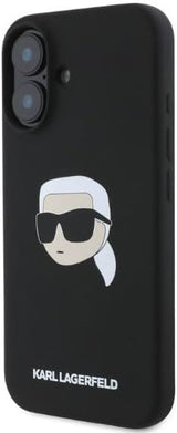 Karl Lagerfeld Liquid Silicone Karl Head Case for iphone 16 6.1" Black - KLHMP16SSKHPPLK