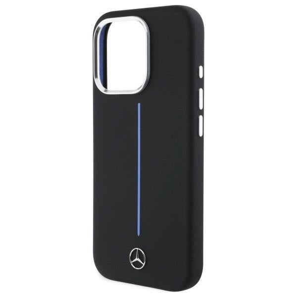 Mercedes Silicone Blue Stripe Case with MagSafe for iPhone 16 Pro Max 6.9" Black - MEHMP16X23SUMBK