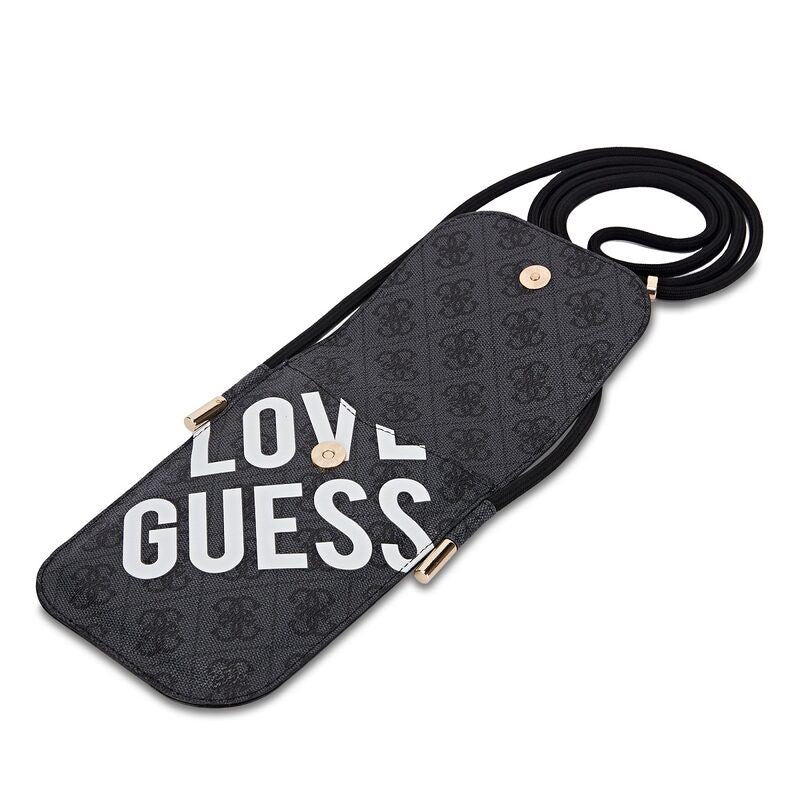 Guess PU 4G Big Love Logo Universal Phone Pouch with Strap and Card Slot Black - GUOWBPGP4NLGWK