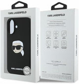 Karl Lagerfeld Liquid Silicone Karl Head Case for iphone 16 6.1" Black - KLHMP16SSKHPPLK