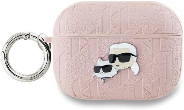 Karl Lagerfeld Monogram Karl & Choupette Head Case for AirPods Pro 2 Pink - KLAP2PGKCPP