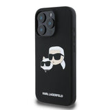 Karl Lagerfeld Liquid Silicone Karl and Choupette Head with MagSafe Case for iphone 16 Pro 6.3" Black - KLHMP16LSKCHPPLK