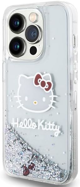 Hello Kitty Liquid Glitter Charms Kitty Head Case for iphone 15 Pro 6.1" Clear - HKHCP15LLIKHET