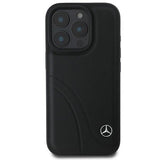 Mercedes MB Curved Stitches Leather Case for iPhone 16 Pro 6.3" Black - MEHCP16L23RBCSK