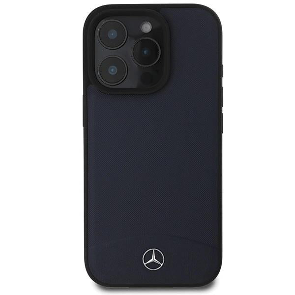 Mercedes Textured And Plain Leather Case with MagSafe for iPhone 16 Pro Max 6.9" Navy Blue - MEHMP16X23RBARV