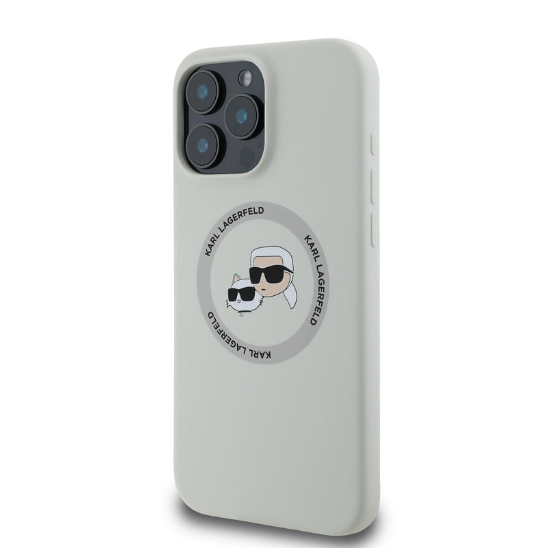 Karl Lagerfeld Liquid Silicone Karl & Choupette Head Case with MagSafe for iPhone 16 Pro Max 6.9" Beige - KLHMP16XSKCHTCE