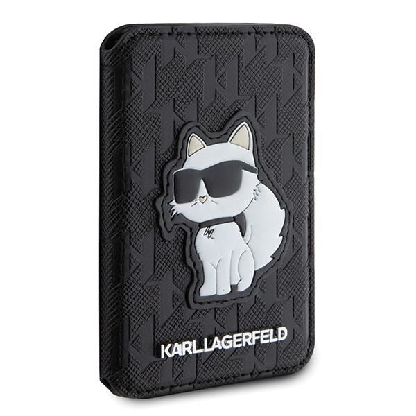 Karl Lagerfeld Saffiano Monogram Choupette Magentic Card Holder with MagSafe Black - KLWMSPSAKHCK