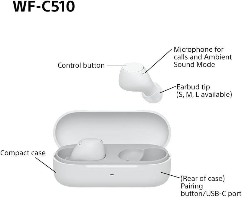 Sony WF-C510 Wireless Bluetooth Earbuds White -WF-C510WC