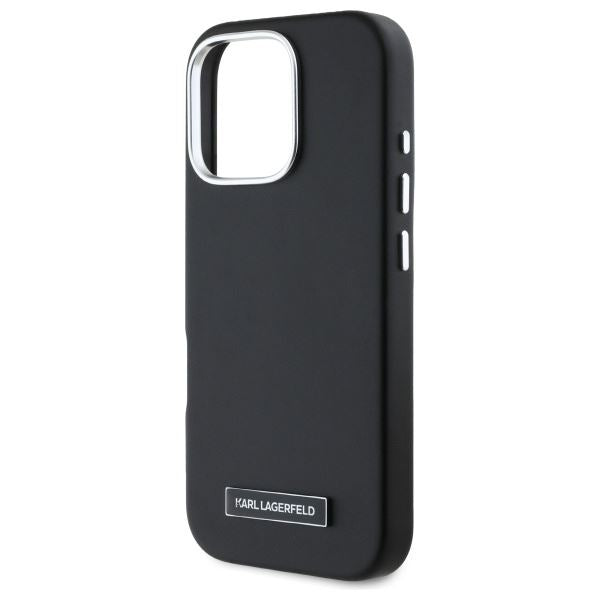 Karl Lagerfeld FW Metal Plate Case with MagSafe for iPhone 16 Pro 6.3" Black - KLHMP16LPGMSRPK