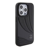 Mercedes Benz Hard Case Leather Wave Pattern for iphone 15 Pro 6.1" Black - MEHCP15L8ROLK