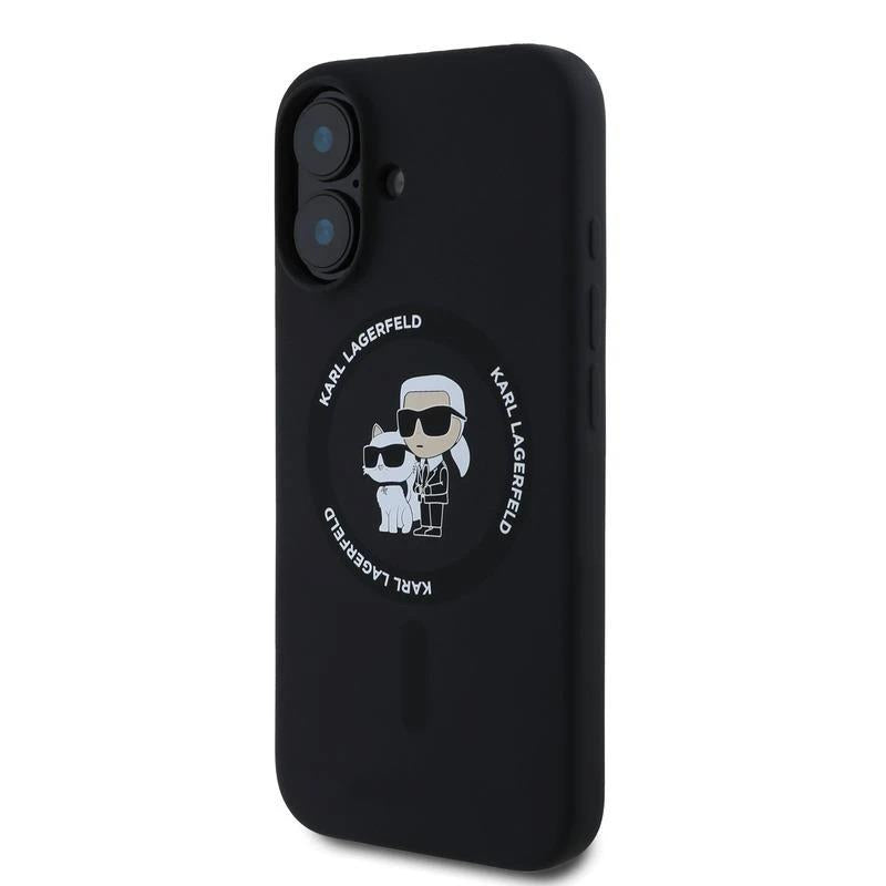 Karl Lagerfeld Liquid Silicone Karl and Choupette with MagSafe Case for iphone 16 6.1" Black - KLHMP16SSCMKCRHK