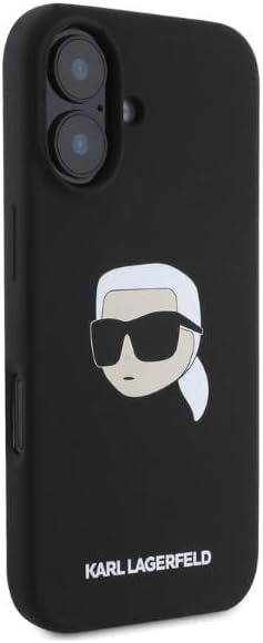 Karl Lagerfeld Liquid Silicone Karl Head Case for iphone 16 6.1" Black - KLHMP16SSKHPPLK