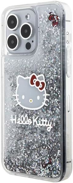 Hello Kitty Liquid Glitter Charms Kitty Head Case for iphone 15 Pro Max 6.7" Clear - HKHCP15XLIKHET