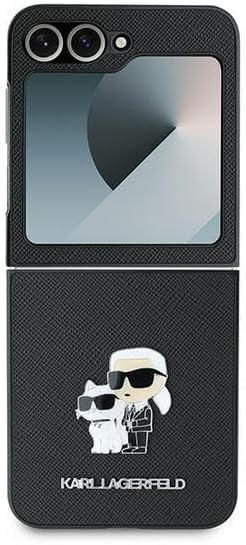 Karl Lagerfeld Saffiano Metal Pin Case for Samsung Galaxy Z Flip 6 Black - KLHCZF6SAPKCNPK