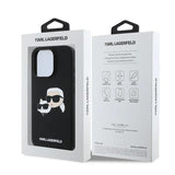 Karl Lagerfeld Liquid Silicone Karl and Choupette Head with MagSafe Case for iphone 16 Pro 6.3" Black - KLHMP16LSKCHPPLK