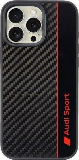 Audi Carbon Fiber Sports Red Stripe Hardcase for iPhone 16 Pro Max 6.9" Black/Red - AUS-TPUPCIP16PM-R8/D1-BK