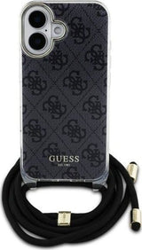 Guess Crossbody Cord 4G Print Case for iPhone 16 6.1" Black - GUHCP16SHC4SEK