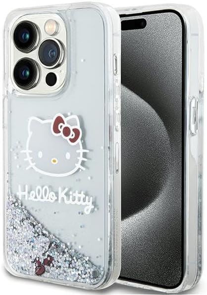 Hello Kitty Liquid Glitter Charms Kitty Head Case for iphone 15 Pro 6.1" Clear - HKHCP15LLIKHET