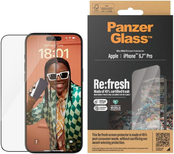 Panzer Glass Ultra Wide Fit Refresh Screen Protection for iphone 15 Pro Max 6.7" - 2824