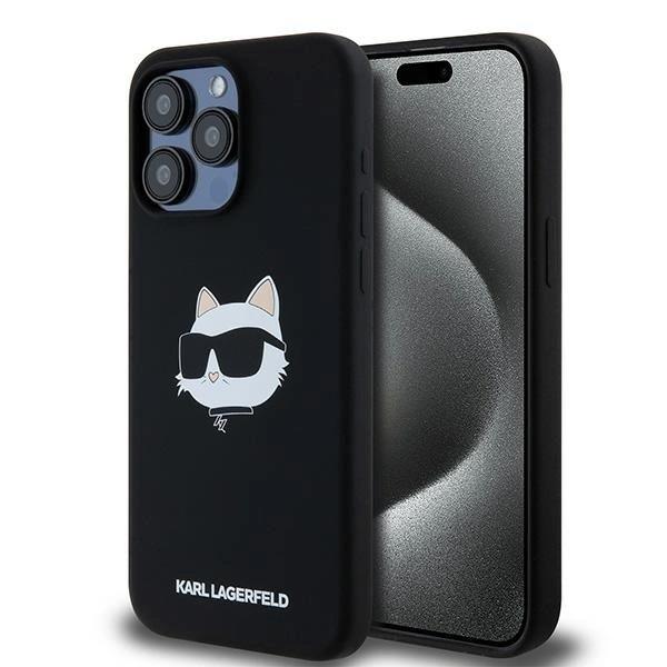 Karl Lagerfeld Choupette Head Silicone Case with MagSafe Case for iPhone 15 Pro 6.1"  Black - KLHMP15LSCHPPLK