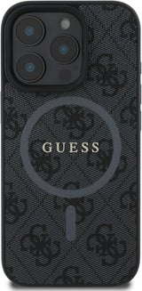 Guess PU Leather 4G Coloured Ring Case with MagSafe for iphone 16 Pro 6.3" Black - GUHMP16LG4GFRK