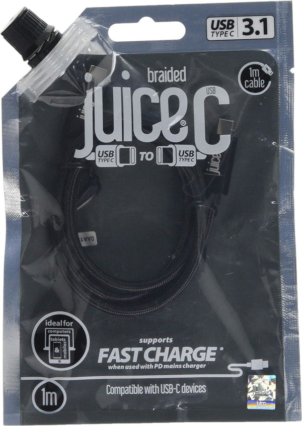 Juice 1M USB C to USB C Braided Cable Black - CABLTYPC1MBRDBLK