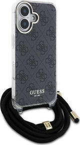 Guess Crossbody Cord 4G Print Case for iPhone 16 6.1" Black - GUHCP16SHC4SEK