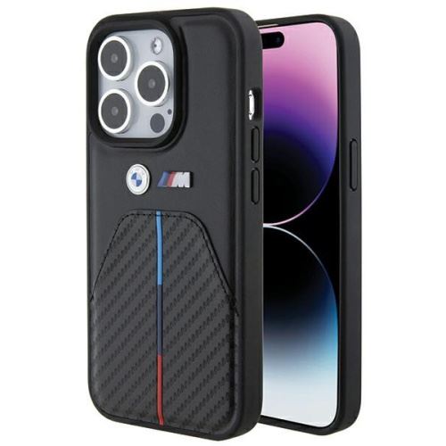 BMW M Series Hardcase Stamped Tricolor Stripe for iphone 15 Pro Max 6.7" Black - BMHCP15X22NSTB