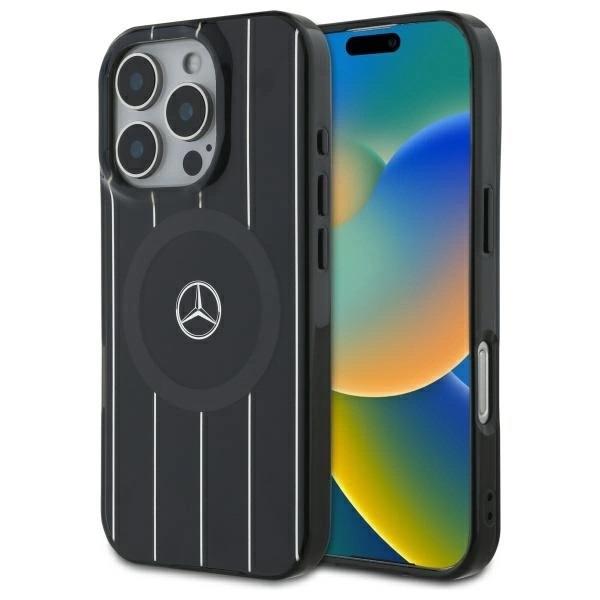 Mercedes MB Double Layer Crossed Lines Case with MagSafe for iPhone 16 Pro 6.3" Black - MEHMP16L23HRSK