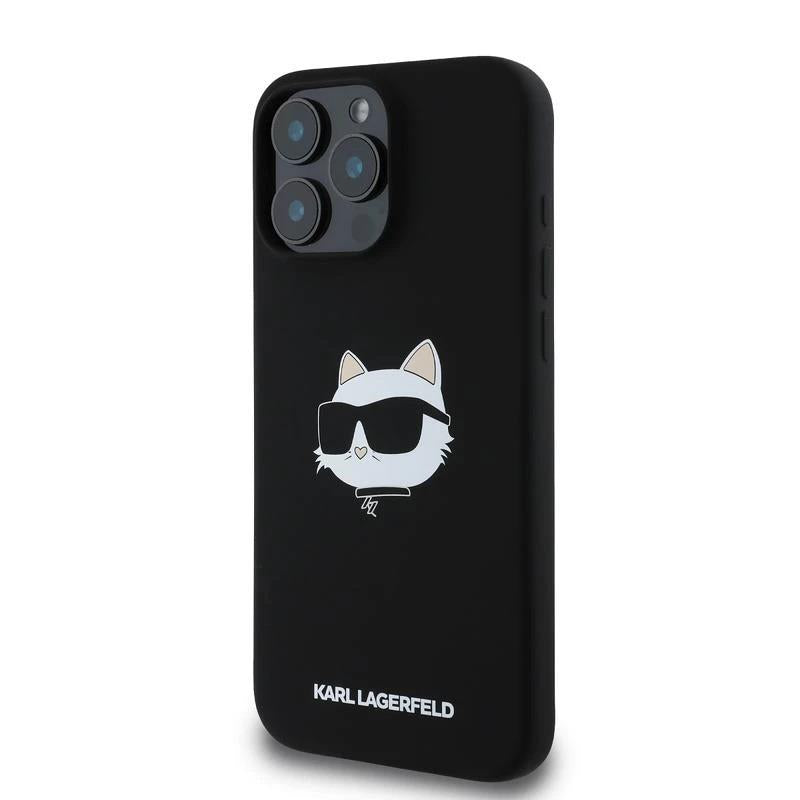 Karl Lagerfeld Liquid Silicone Choupette Head Case for iphone 16 Pro Max 6.9" Black - KLHMP16XSCHPPLK