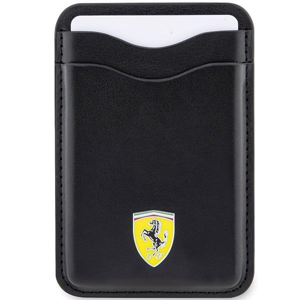 Ferrari Magnetic Card Slot Holder with MagSafe Wallet Leather Black - FEWCMRSIK