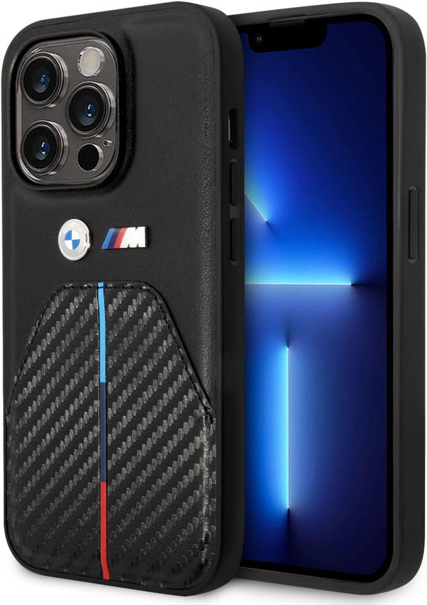 BMW Stamped Tricolour Stripe Case for iphone 15 Pro 6.1" Black - BMHCP15L22NSTB