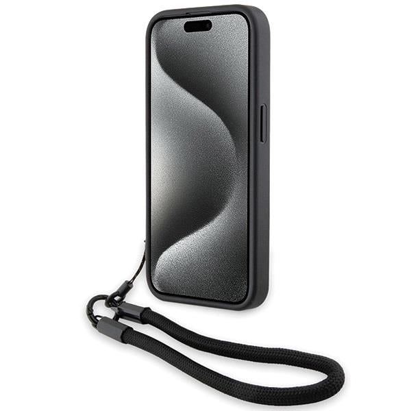 BMW Signature Leather Wordmark Cord Hard Case for iphone 15 Pro Max 6.7" Black - BMHCP15X23RMRLK