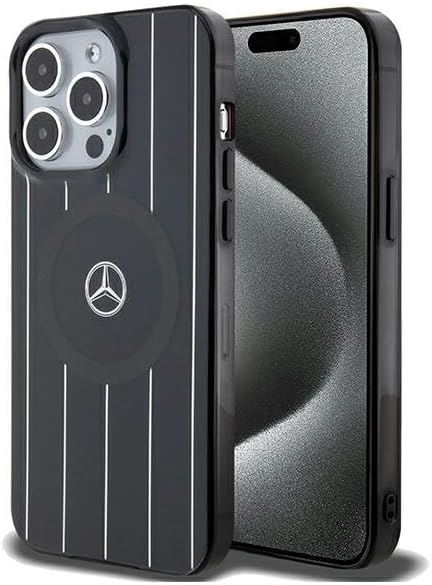 Mercedes Benz Double Layer Crossed Line Case with MagSafe for iphone 15 Pro 6.1" Black - MEHMP15L23HRSK