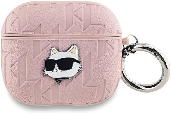 Karl Lagerfeld Monogram Choupette Head Case for AirPods 3 Pink - KLA3PGCHPP