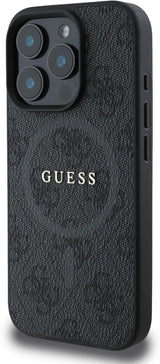 Guess PU Leather 4G Coloured Ring Case with MagSafe for iphone 16 Pro 6.3" Black - GUHMP16LG4GFRK