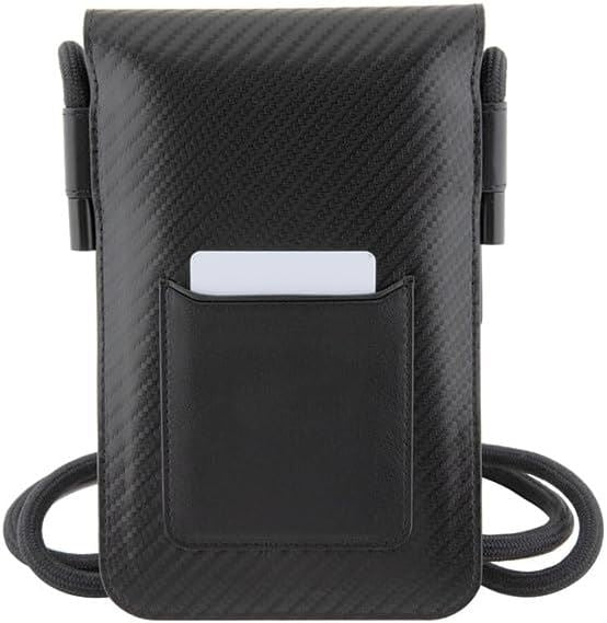 BMW M Series Carbon Tricolour Universal Phone Pouch With Strap And Cardslot Black - BMOWBPUCARTCBK