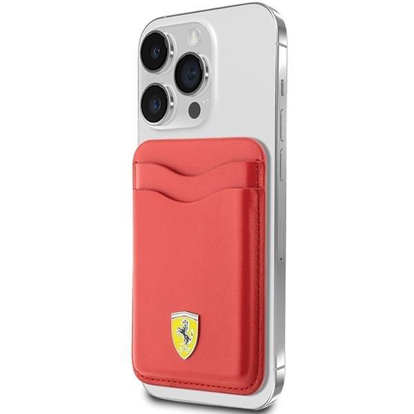 Ferrari Magnetic Card Slot Holder with MagSafe Wallet Leather Red - FEWCMRSIR