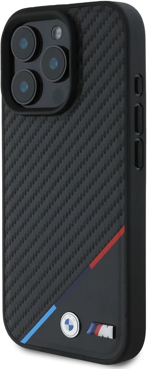 BMW M Carbon Tricolour Line Case with MagSafe for iPhone 16 Pro 6.3" Black - BMHMP16L23PUDTK