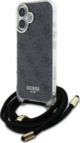 Guess Crossbody Cord 4G Print Case for iPhone 16 6.1" Black - GUHCP16SHC4SEK