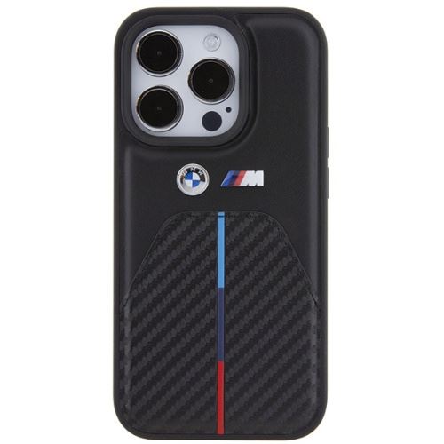 BMW M Series Hardcase Stamped Tricolor Stripe for iphone 15 Pro Max 6.7" Black - BMHCP15X22NSTB