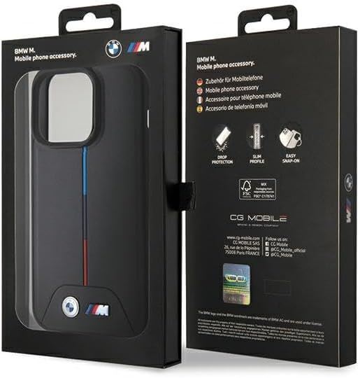 BMW Quilted Tricolour Case with MagSafe for iphone 15 Pro Max 6.7" Black - BMHMP15X22PVTK