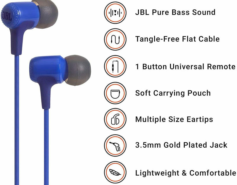 JBL Harman E15 Blue In Ear Headphone Headset with Mic JBLE15BLU