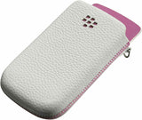 BlackBerry Torch 9800 Leather Pocket Case White with Pink ACC-32840-201