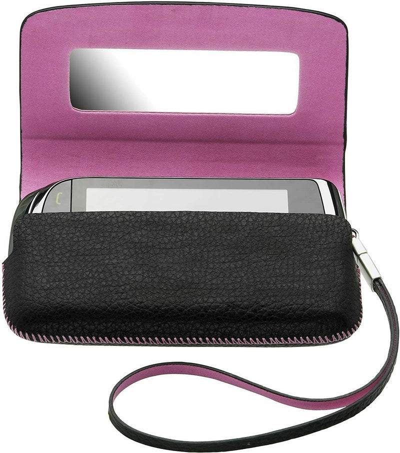 BlackBerry Torch 9800 Leather Folio Case Black with Pink ACC-32839-201