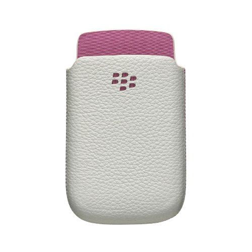 BlackBerry Torch 9800 Leather Pocket Case White with Pink ACC-32840-201